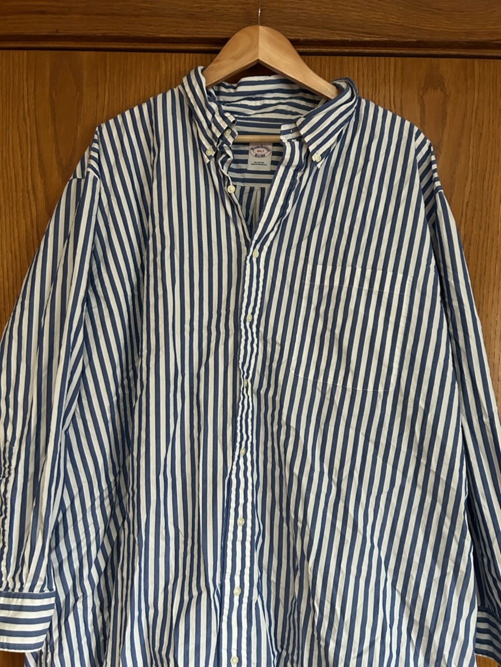 Brooks Brothers Blue and White Vertical Stripe Button-Down Shirt